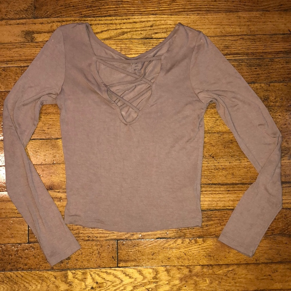 Mocha cross cross top